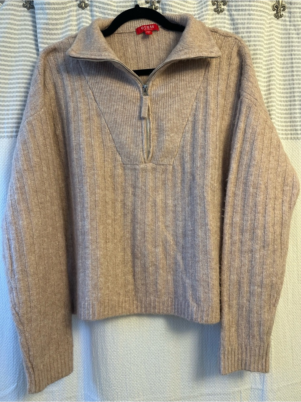 Guess Ribbed Knit 3/4 Zip Sweater